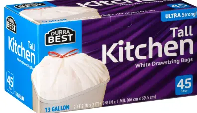 Durra Best White Drawstring Bags 45-13 Gal