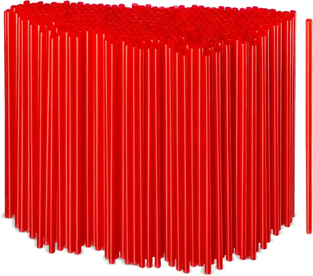  Straws - Red Plastic Sip Straws 5'