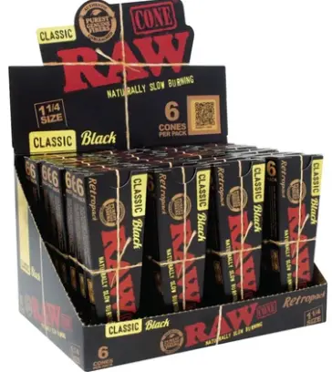 Raw Black Classic Cone 1 1/4 6pk