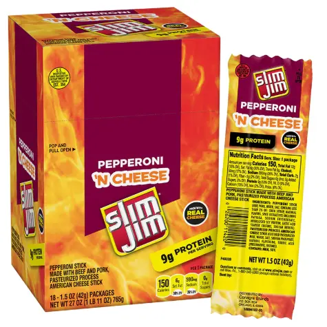 Slim Jim Pepperoni N Cheese 18-1.5oz
