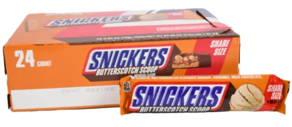 Snickers Share Size Butterscotch Scoop 24-2.82 Oz