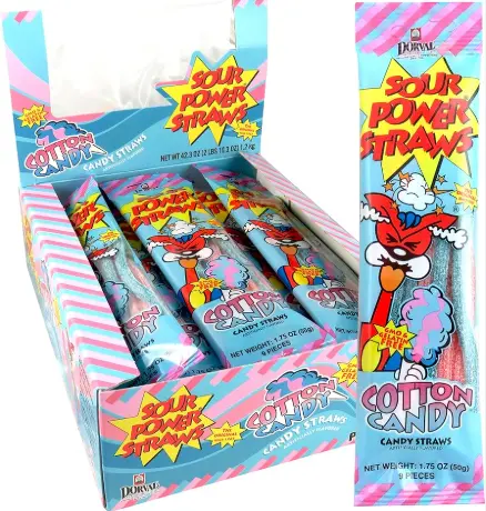 Sour Power Straws Cotton Candy 24-1.75oz