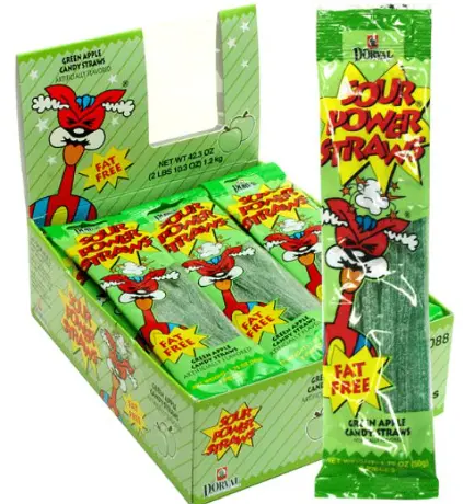 Sour Power Straws Green Apple 24-1.75oz