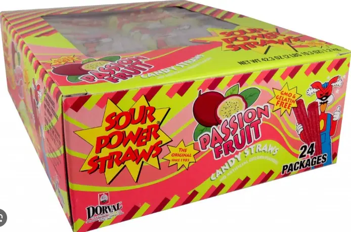 Sour Power Straws Passion Fruit 24-1.75oz