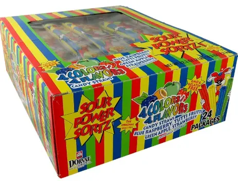 Sour Power Straws Sortz 4 Colors 24-1.75oz