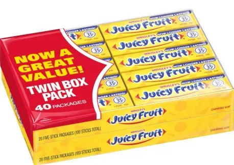 Wrigleys Twin Pack Juicy Fruit 40-5 Stick