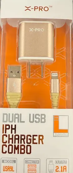 X-Pro USA9L Dual USB Iphone Charger Combo