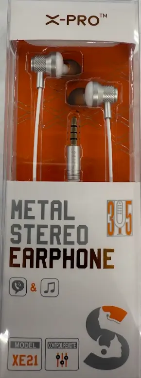 X-Pro XE21 Metal Stereo Earphone 3.5mm