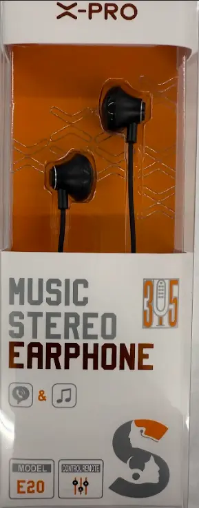 X-Pro E20 Metal Stereo Earphone Blk 3.5mm