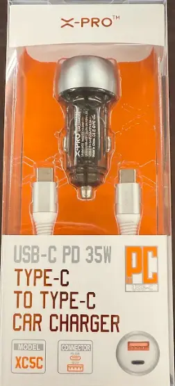 X-Pro XC5C Quick PD Car Charger With Type-c to Type-c