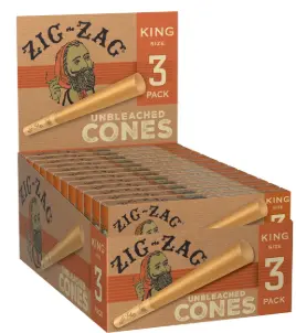 Zig Zag Unbleached Cones King Size 3pk