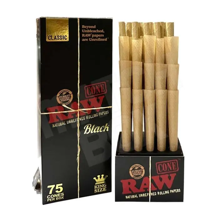 Raw Black Cone 75 Count
