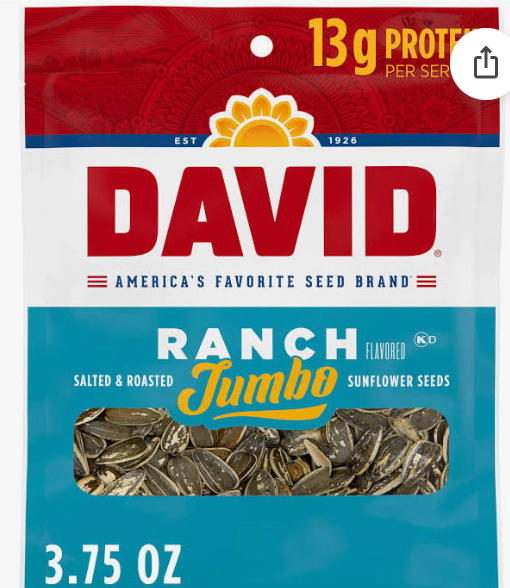 David Sunflower Seeds Ranch .9 oz 