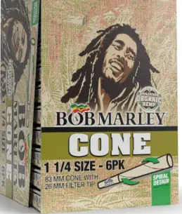 [Bob Marley Cone Organic 1 1/4] Bob Marley Cone Organic 1 1/4 - 6Pck