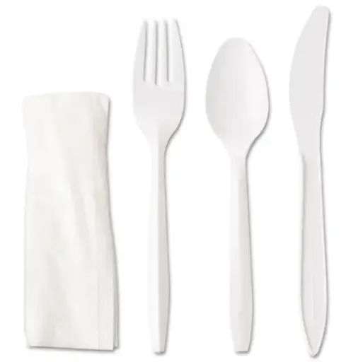 CY7135 Medium White Fork, Knife Soup Napkin