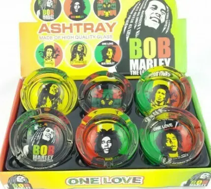 [Glass Ashtray Bob Marley 6ct] Glass Ashtray Bob Marley 6ct