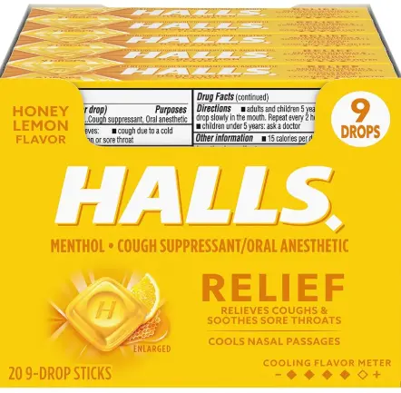 [Halls Relief Honey Lemon 20-9 Drops] Halls Relief Honey Lemon 20-9 Drops