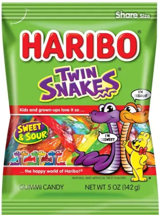 [Haribo Twin Snakes Gummy Candy 12-5oz] Haribo Twin Snakes Gummy Candy 12-5oz