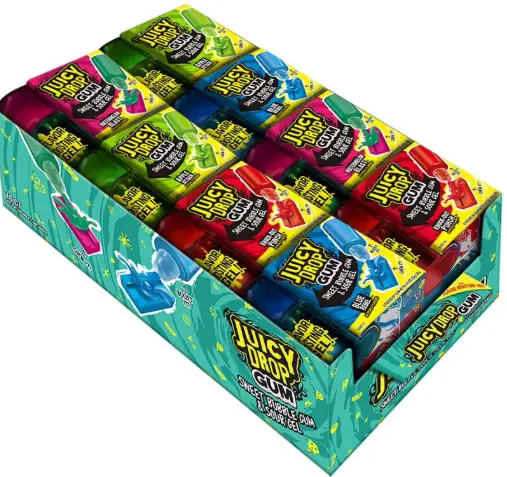 [Juicy Drop Gum Sweet Sour Bubble Gum 16-2.5oz] Juicy Drop Gum Sweet Sour Bubble Gum 16-2.5oz