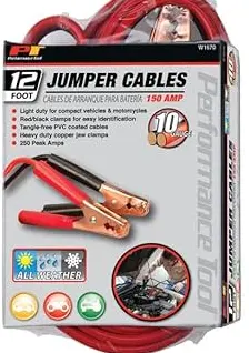 [Performance Tool 10 Gauge 12 Foot Jumper Cables] Performance Tool 10 Gauge 12 Foot Jumper Cables