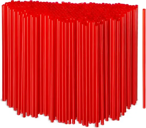  Straws - Red Plastic Sip Straws 8'