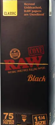 [Raw Black 75 Cones Per Box] Raw Black 75 Cones Per Box