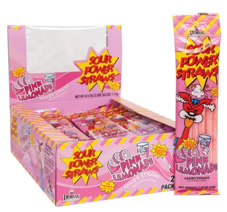 Sour Power Straws Pink Lemonade 24-1.75oz