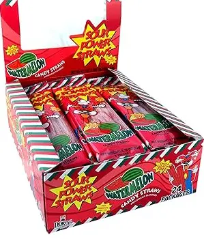 [Sour Power Straws Strawberry 24-1.75oz] Sour Power Straws Strawberry 24-1.75oz