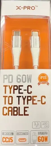 [X-Pro Type-C to Type-C PD Cable 3 Feet] X-Pro CC15 Type-C to Type-C PD Cable 3 Feet