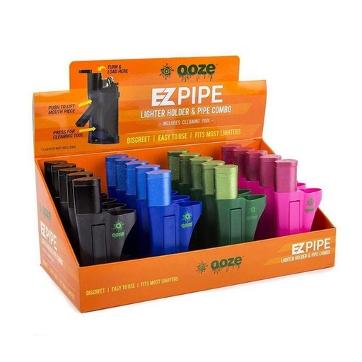 [INTREF0000832] OOZE EZ PIPE LIGHTER HOLDER & PIPE COMBO INCLUDES CLEANING TOOL 20 COUNT