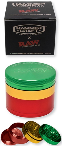[INTREF0001057] RAW HAMMER CRAFT ALUMINUM GRINDER 2.5 INCH 4 PIECE RASTA