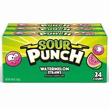 Sour Punch Straws Watermelon 2 Oz 12-24 Ct