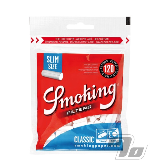[SMOKIN-21897] SMOKING FILTERS CLASSIC ULTRA SLIM SIZE ICE BLUE 30 BAGS 120CT (15MM, 6MM)